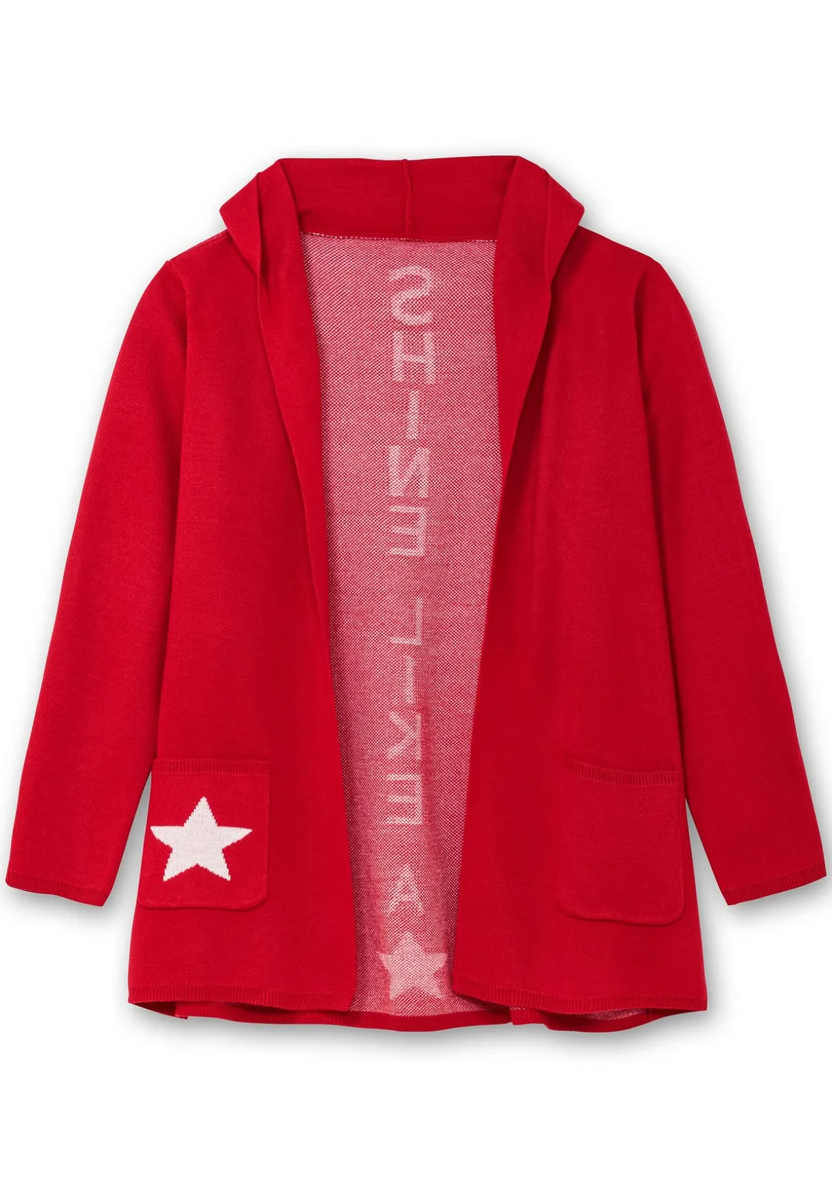 Strickjacke mit Kapuze und Jacquard-Details