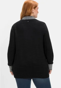 Strickjacke mit Kontrastdetails im Hahnentrittmuster