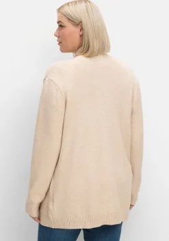 Strickjacke mit Reverskragen und Rippmuster vorn