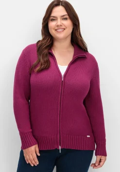 Strickjacke mit Troyerkragen und 2-Wege-Zipper