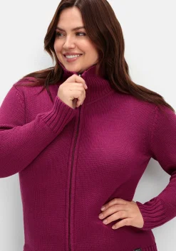 Strickjacke mit Troyerkragen und 2-Wege-Zipper