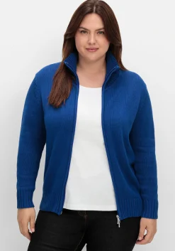 Strickjacke mit Troyerkragen und 2-Wege-Zipper