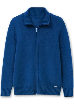 Strickjacke mit Troyerkragen und 2-Wege-Zipper