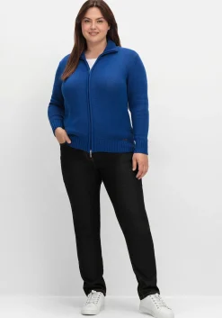 Strickjacke mit Troyerkragen und 2-Wege-Zipper