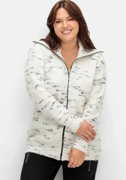 Strickjacke mit Troyerkragen und Reißverschluss