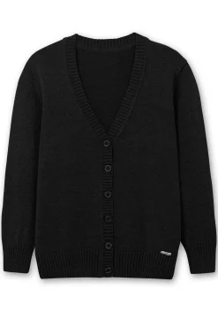 Strickjacke mit V-Ausschnitt und Knöpfen, tailliert