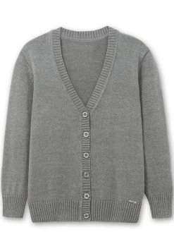 Strickjacke mit V-Ausschnitt und Knöpfen, tailliert