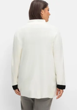 Strickjacke mit verdecktem Zipper und Kontrastdetails