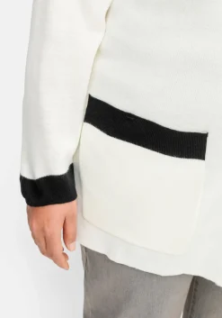 Strickjacke mit verdecktem Zipper und Kontrastdetails