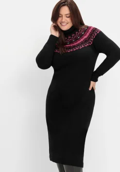 Strickkleid mit Rollkragen und Norwegermuster