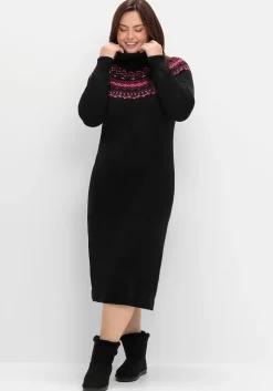 Strickkleid mit Rollkragen und Norwegermuster