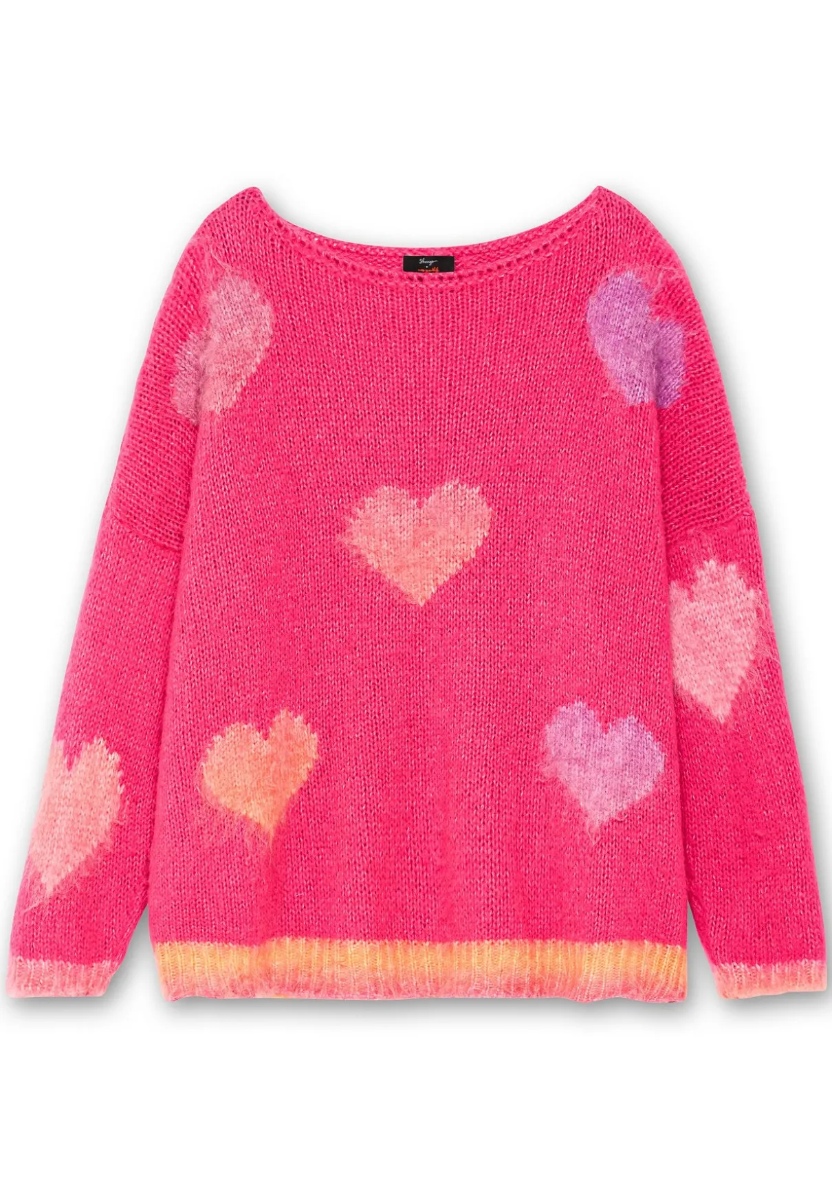 Strickpullover mit Herz-Intarsien, im Oversized-Schnitt