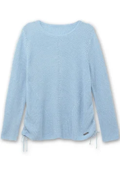 Strickpullover mit Rippmuster und Raffung seitlich