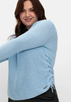 Strickpullover mit Rippmuster und Raffung seitlich