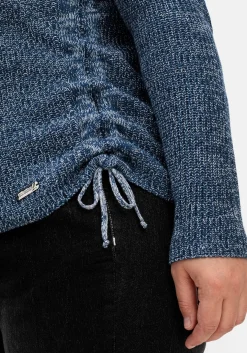 Strickpullover mit Rippmuster und Raffung seitlich
