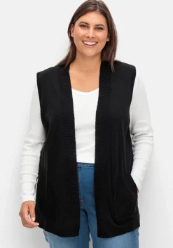 Strickweste in offener Form, mit Taschen