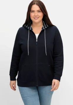 Sweatjacke mit Kapuze, aus Waffelpiqué