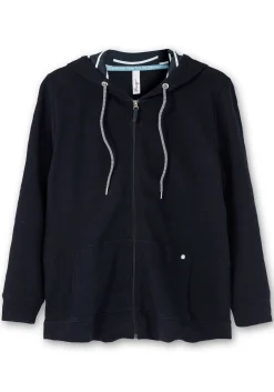 Sweatjacke mit Kapuze, aus Waffelpiqué