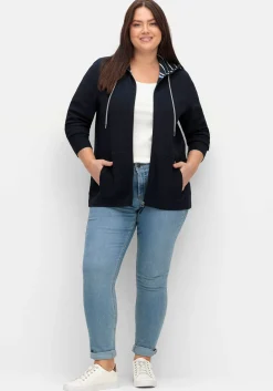 Sweatjacke mit Kapuze, aus Waffelpiqué