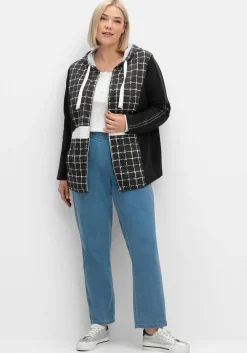 Sweatjacke mit Kapuze, im Mustermix