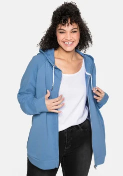 Sweatjacke mit Kapuze und kleinem Brust-Print