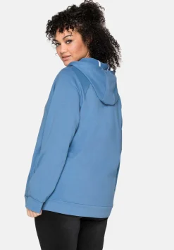 Sweatjacke mit Kapuze und kleinem Brust-Print