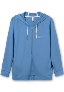 Sweatjacke mit Kapuze und kleinem Brust-Print