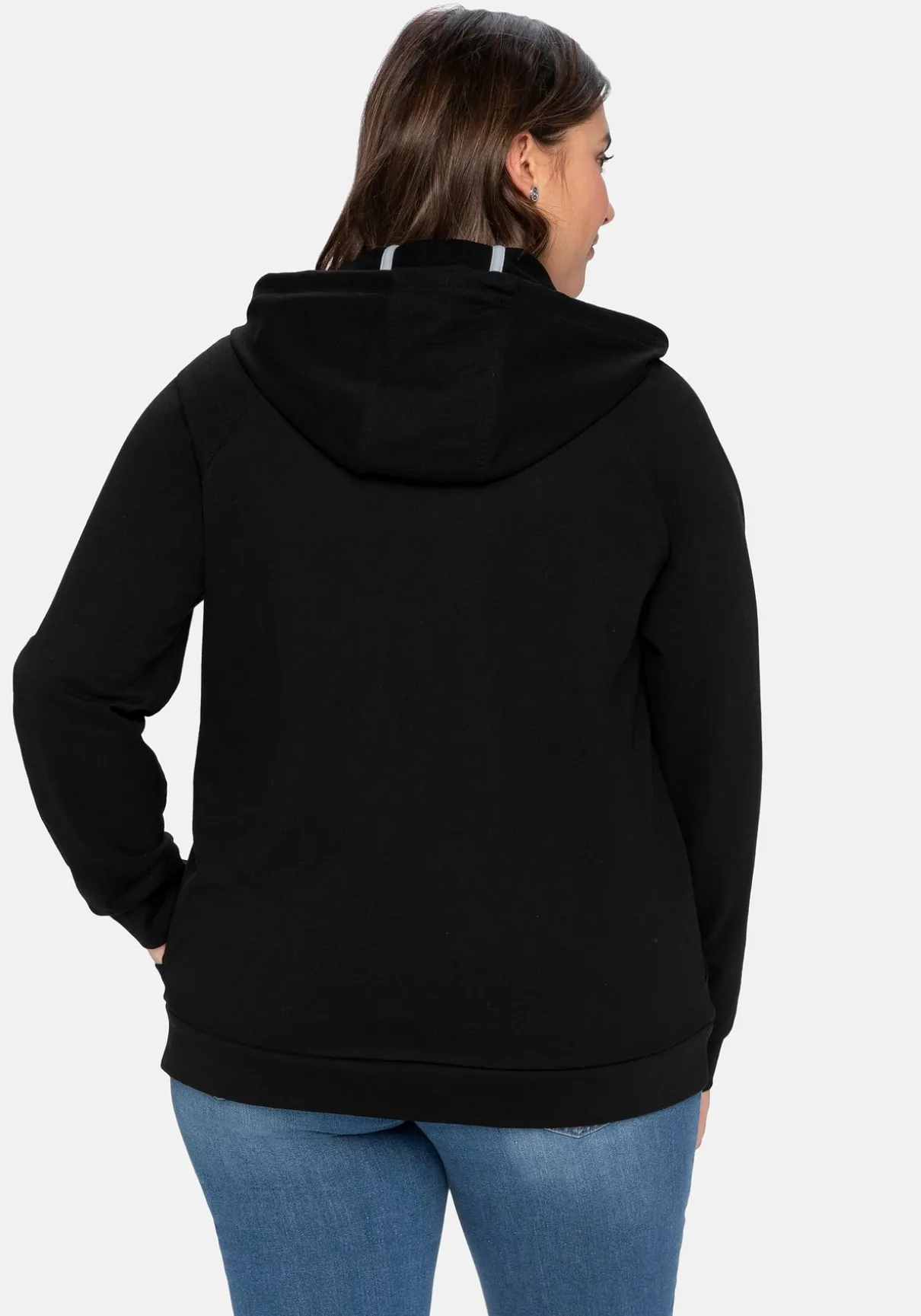 Sweatjacke mit Kapuze und kleinem Brust-Print