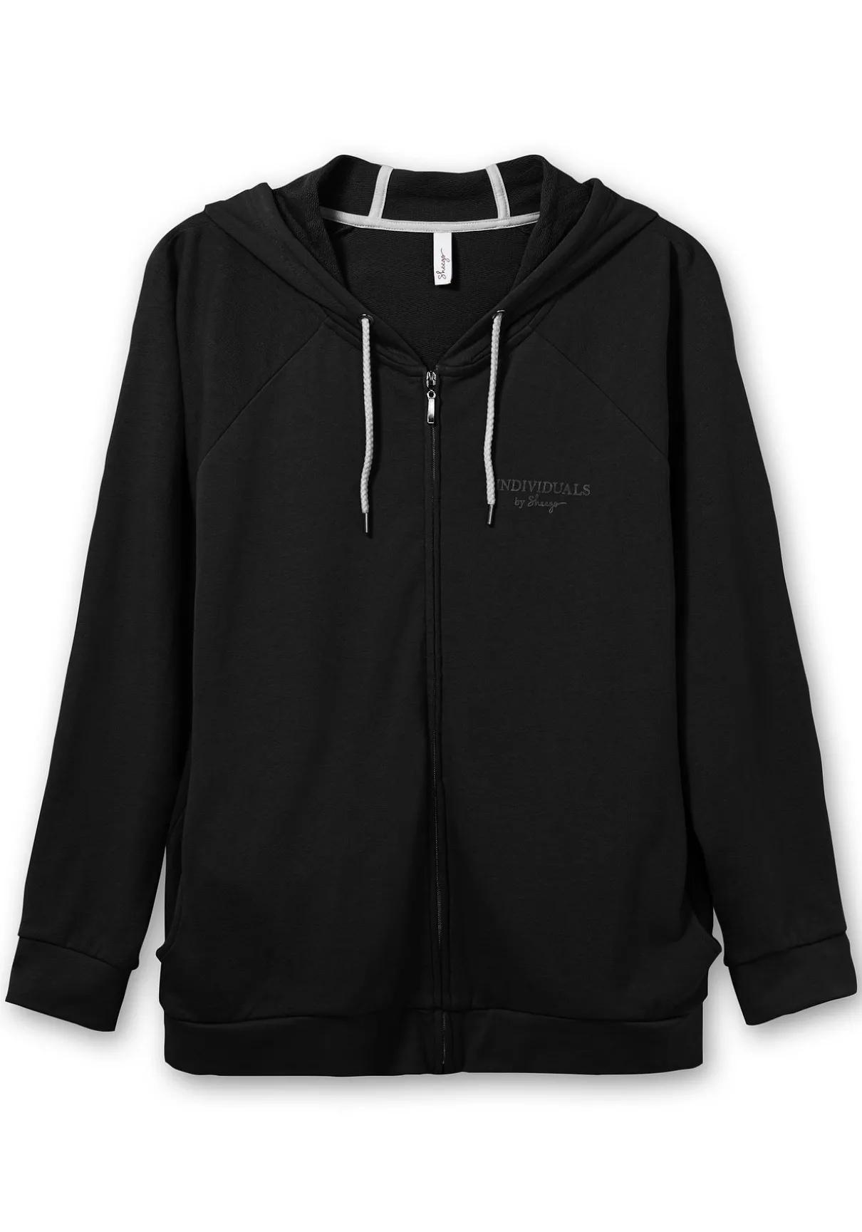 Sweatjacke mit Kapuze und kleinem Brust-Print