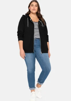 Sweatjacke mit Kapuze und kleinem Brust-Print