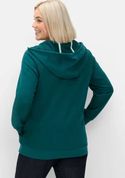 Sweatjacke mit Kapuze und kleinem Brust-Print