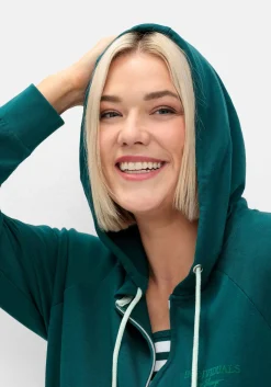 Sweatjacke mit Kapuze und kleinem Brust-Print