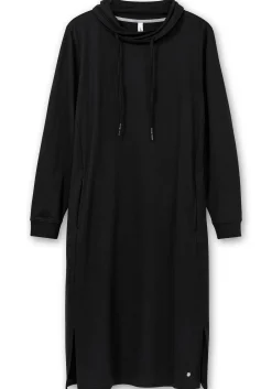 Sweatkleid mit weitem Kragen und Seitentaschen