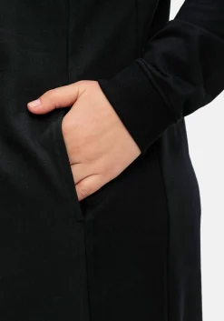 Sweatkleid mit weitem Kragen und Seitentaschen