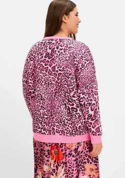 Sweatshirt im Leoprint, mit Frontdruck