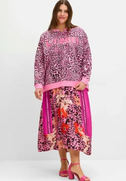 Sweatshirt im Leoprint, mit Frontdruck
