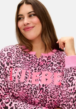 Sweatshirt im Leoprint, mit Frontdruck