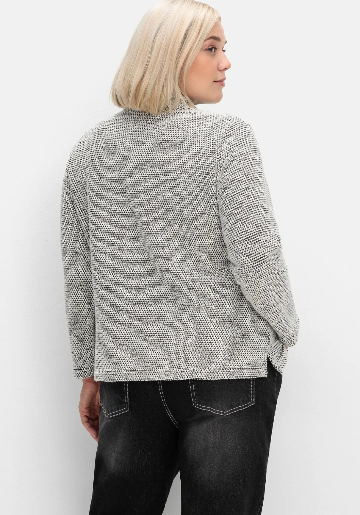 Sweatshirt in Bouclé-Qualität, mit Troyerkragen