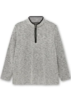 Sweatshirt in Bouclé-Qualität, mit Troyerkragen