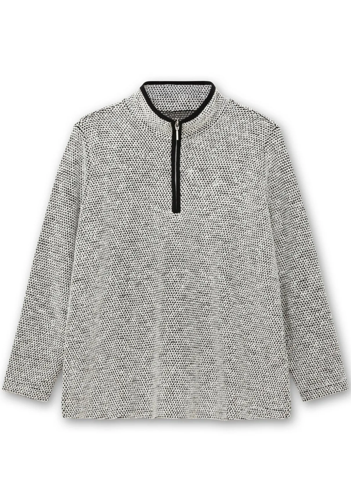 Sweatshirt in Bouclé-Qualität, mit Troyerkragen