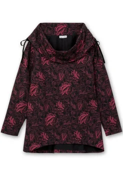 Sweatshirt in Longform mit weitem Kragen