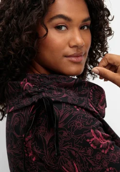 Sweatshirt in Longform mit weitem Kragen