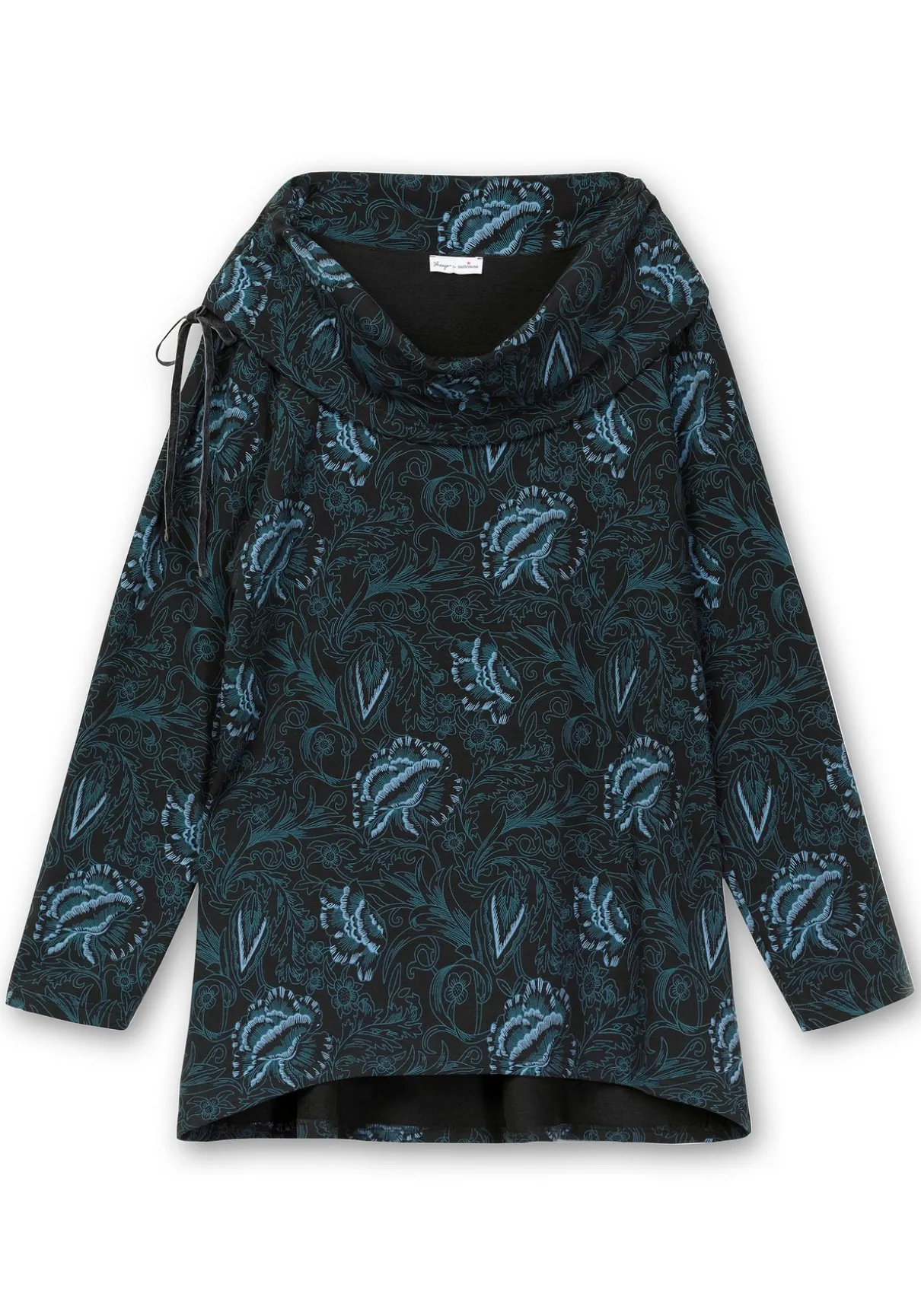 Sweatshirt in Longform mit weitem Kragen