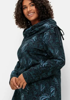 Sweatshirt in Longform mit weitem Kragen