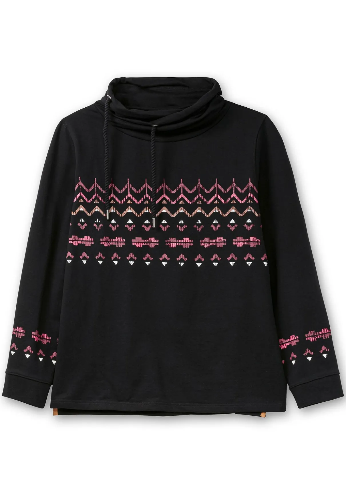 Sweatshirt mit Norwegerprint und weitem Stehkragen