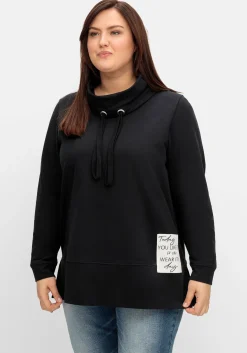 Sweatshirt mit Stehkragen und Applikation seitlich