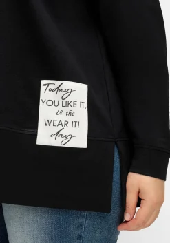 Sweatshirt mit Stehkragen und Applikation seitlich