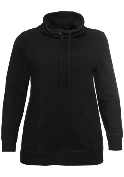Sweatshirt mit Stehkragen, in Waffelpiqué-Optik