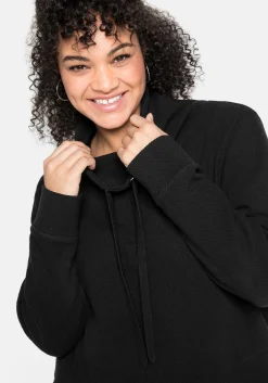 Sweatshirt mit Stehkragen, in Waffelpiqué-Optik