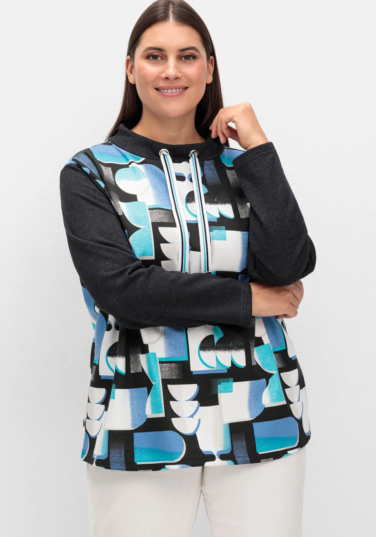 Sweatshirt mit Stehkragen und Grafikprint